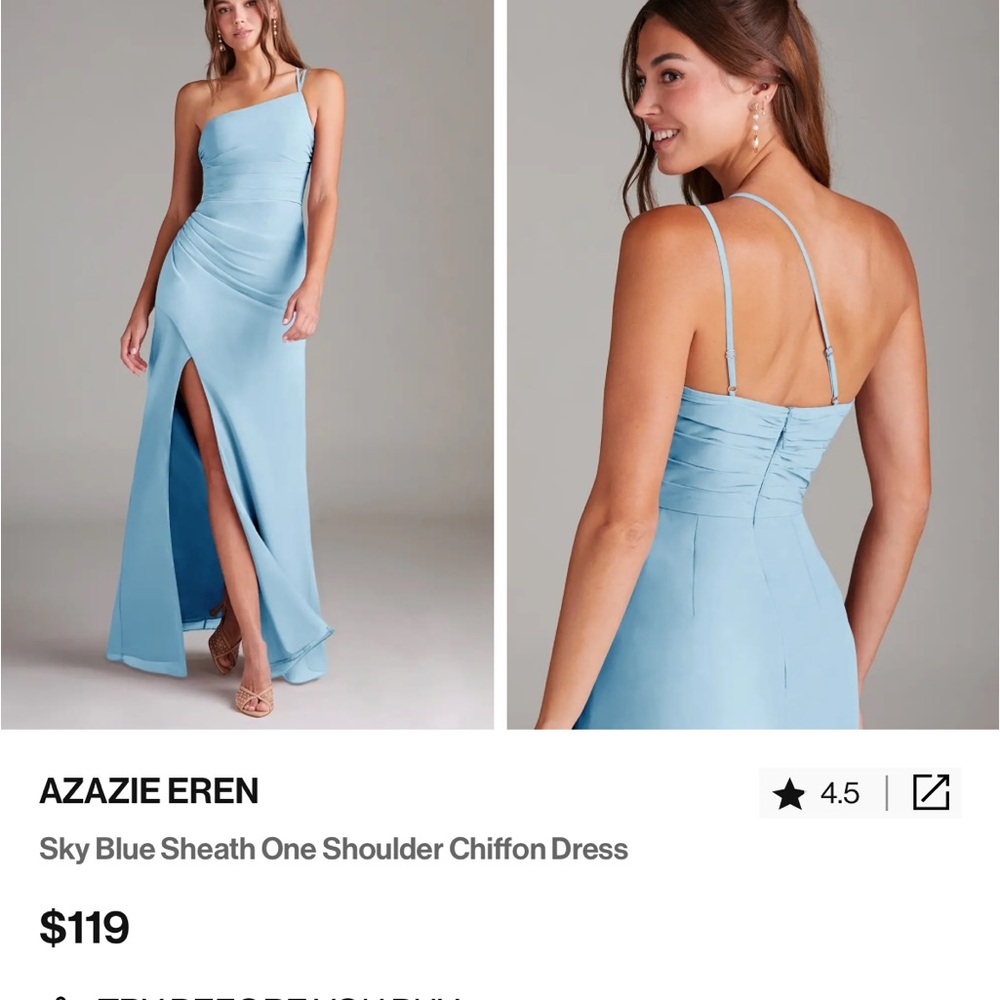 Azazie Eren Sky Blue One Shoulder Dress